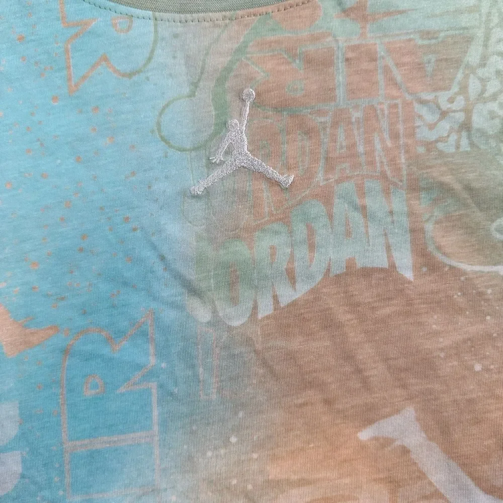 NWT Jordan Girls Short Set Blue Green Tie Die Tee & Shorts Athletic- Size Medium